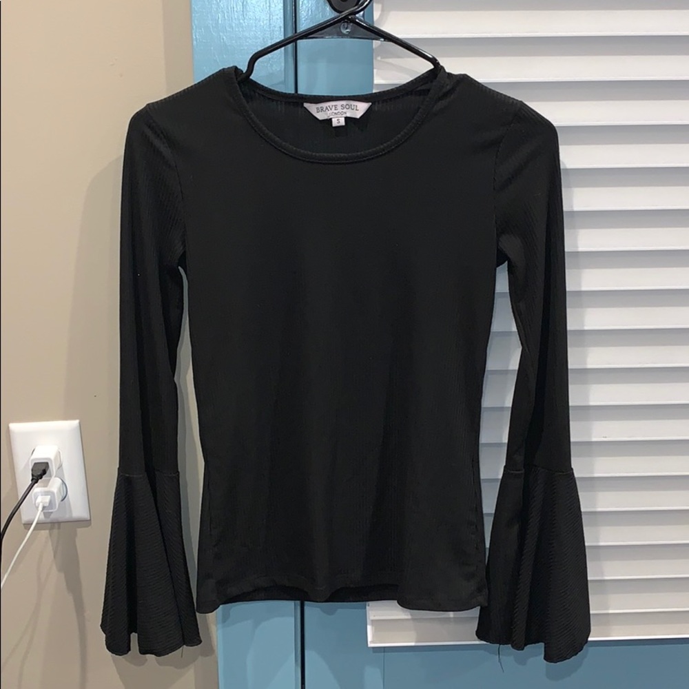 Black Bell Sleeve Top